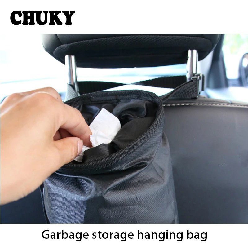 

CHUKY Car Trash Bin Portable Garbage Storage Hanging Bag Accessories For Toyota CHR Yaris Chevrolet Captiva Lacetti BMW E53 E70