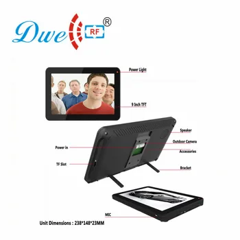 

9 inch Color Touch Screen Record Video Door Phone intercom System with IR camera max to support 32G SD card DW-906R