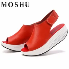 Designer Frauen Sandalen Sommer Creepers Plateauschuhe Peep Keile Echtem Leder Slip auf Chaussure Femme