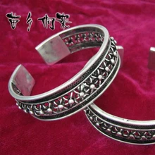 Hmong ювелирные изделия в этническом стиле ручной работы серебряные бокалы для вина полые Шелковый цветок браслет