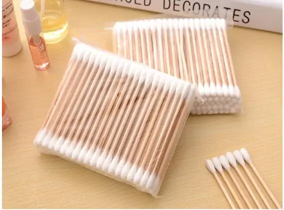 100 шт./упак. женский косметический макияж ватные тампоны из 100% хлопка деревянные