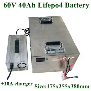 

Metal case 60v 40Ah LiFePo4 battery High power Not 30Ah 50Ah lead acid for RV EV motor solar storage energy bike + 10A charger