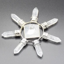 Gerador de energia de cristal de pirâmide, pedra de quartzo natural branca, reiki chakra, 7 pontos, equilibramento espiritual, meditação de cura