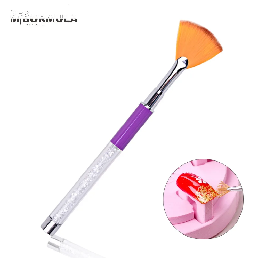

MYBORMULA 1 pcs Fan Shape Gradient Nail Brush Nylon wool Drawing painted pen Rhinestone Handle Manicure Nail Art Tools
