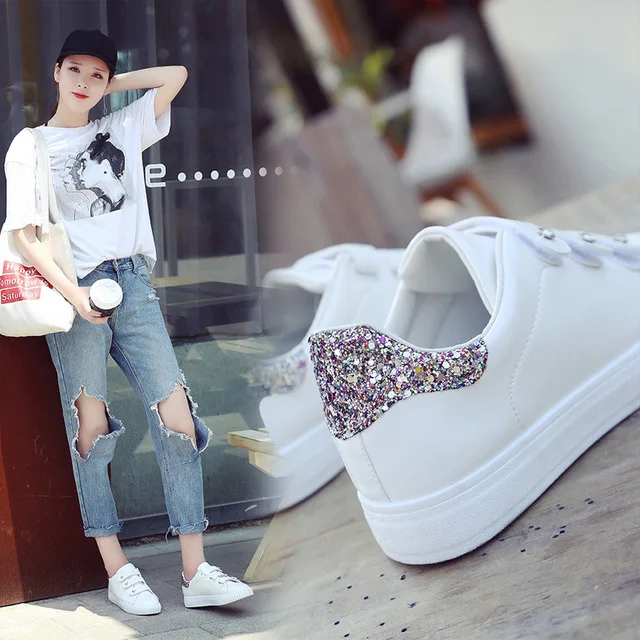 De Petit En Casual Cuir Plat La Coréenne 1 2019 2 Chaussures Sauvages Blanc Nouvelle Femmes Printemps Version wYSTSI