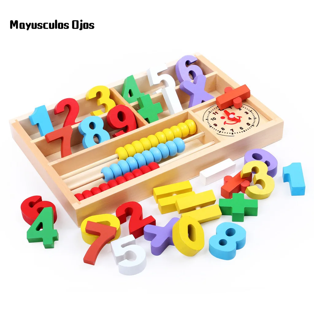 ZH 1PC Wooden Digital Arithmetic Learning Box Calculator Children's