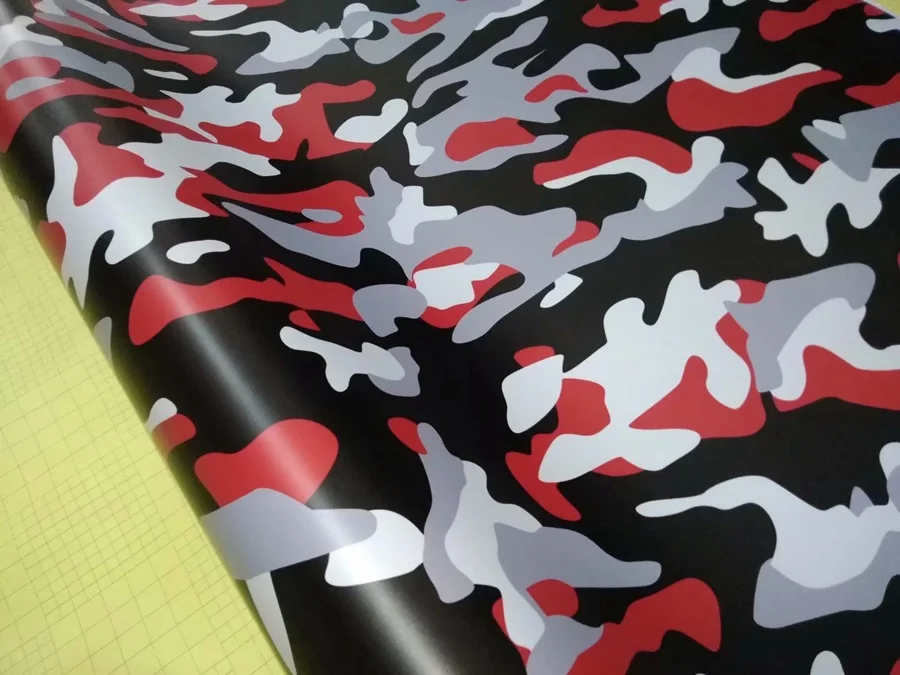 

Red balck gray Camo Vinyl Car Wrap camouflage stickers Use for car / bike boat .. With Air Bubble Free PROTWRAPS