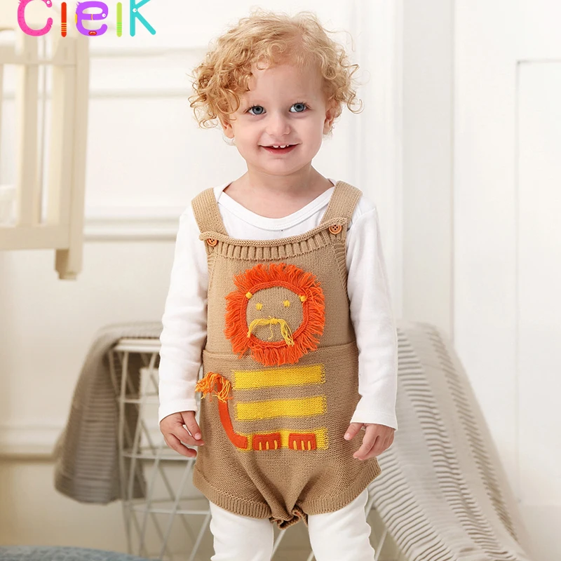 CieiK 2018 New Children Knitting Pattern Vest Lion Baby Rompers Boys Girls Toddler Costume Coveralls Newborn Jumpsuit Clothing   (1)