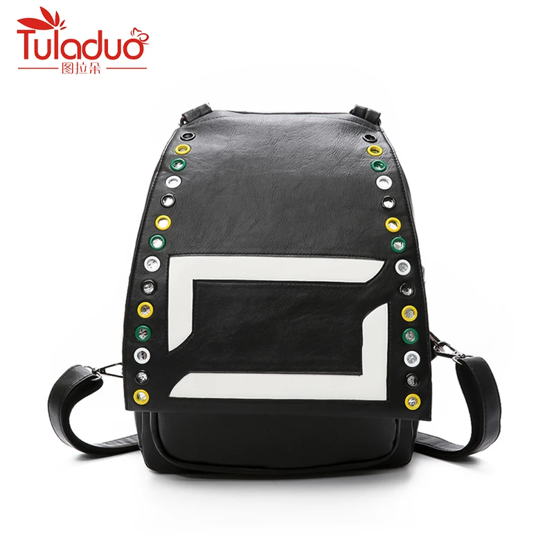 

Female pu leather Backpack Vintage Casual Soft leather Women Backpacks Lock vintange Rivet Travel Back Bag Student School Bags