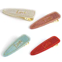 Японская свежая блестящая пудра ацетат Утконос заколка для волос для женщин Девушка Выгравированная любовь буквы капли воды шпилька боковая челка заколка