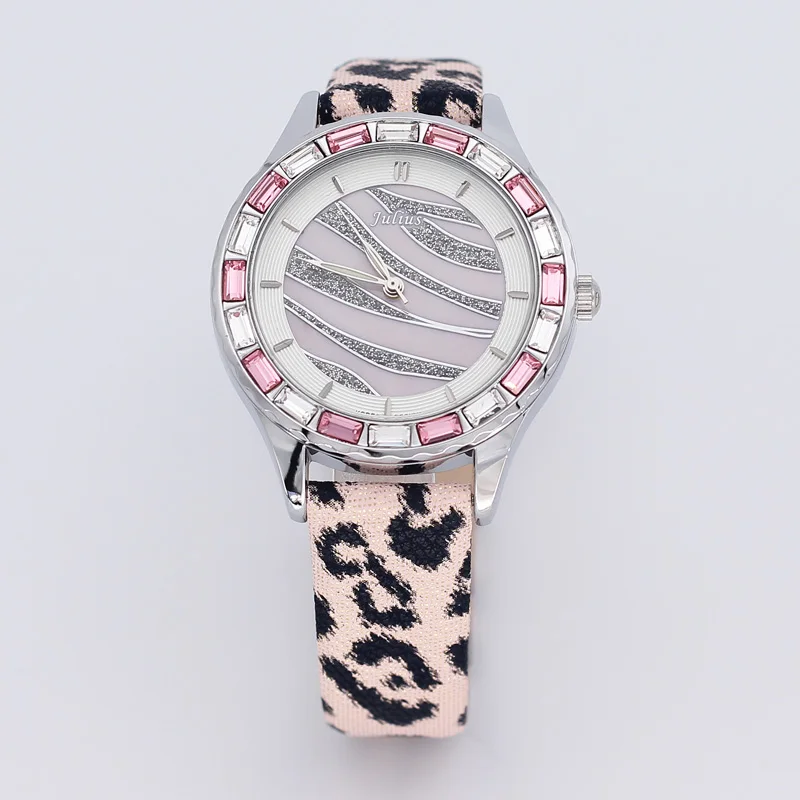 Julius Lady Женские часы Япония кварц перламутр большой количество часов модные часы кожаный браслет подарок на день рождения девушки - Цвет: Light Pink