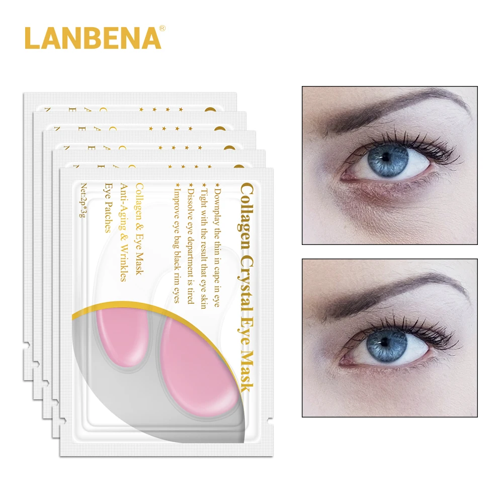 LANBENA, 5 пар = 10 шт., коллагеновая маска для глаз, сыворотка для глаз, патчи для глаз, темные круги, отечность, мешок для глаз, против старения, морщин, укрепляющий уход за кожей