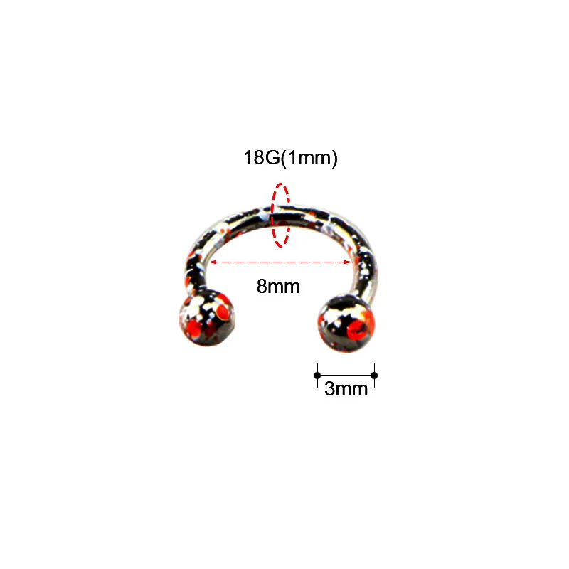 1 шт. смешанный цвет 1*8 мм цвет краски Фел штанга Подкова кольцо ушной хрящ Хеликс перегородка нос губы Лабрет пирсинг