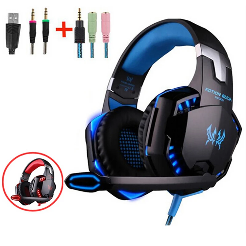 buy Wired Headphones Gaming Headset Deep Stereo Bass headset gamer Headphones Games Earphones with Mic LED Light For PC phone
