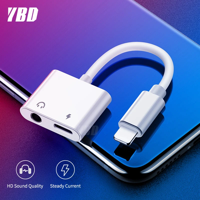 

YBD 2 in 1 3.5mm for iPhone Aux Extension Cable for iPhone 7 /8/XR/XS/X/XS Max Adapter USB Charger Splitter Headphone Adapter