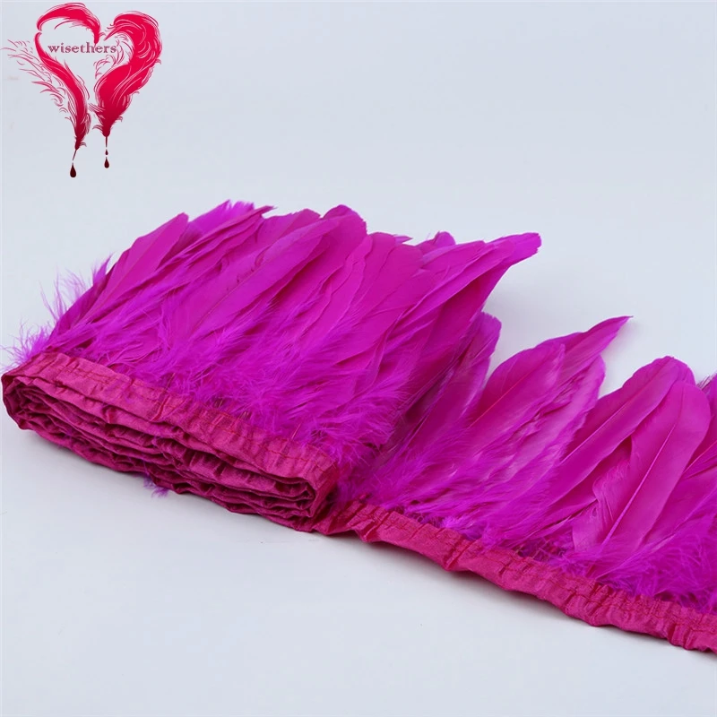 5 rose red goose feather fringe 5