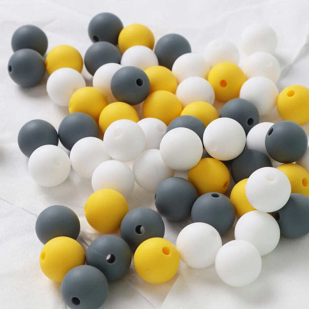 TYRY.HU 30pc Silicone Beads 15mm Pastel Yellow Teether Bead DIY Chew Necklace Charms Pacifier Clip Bead