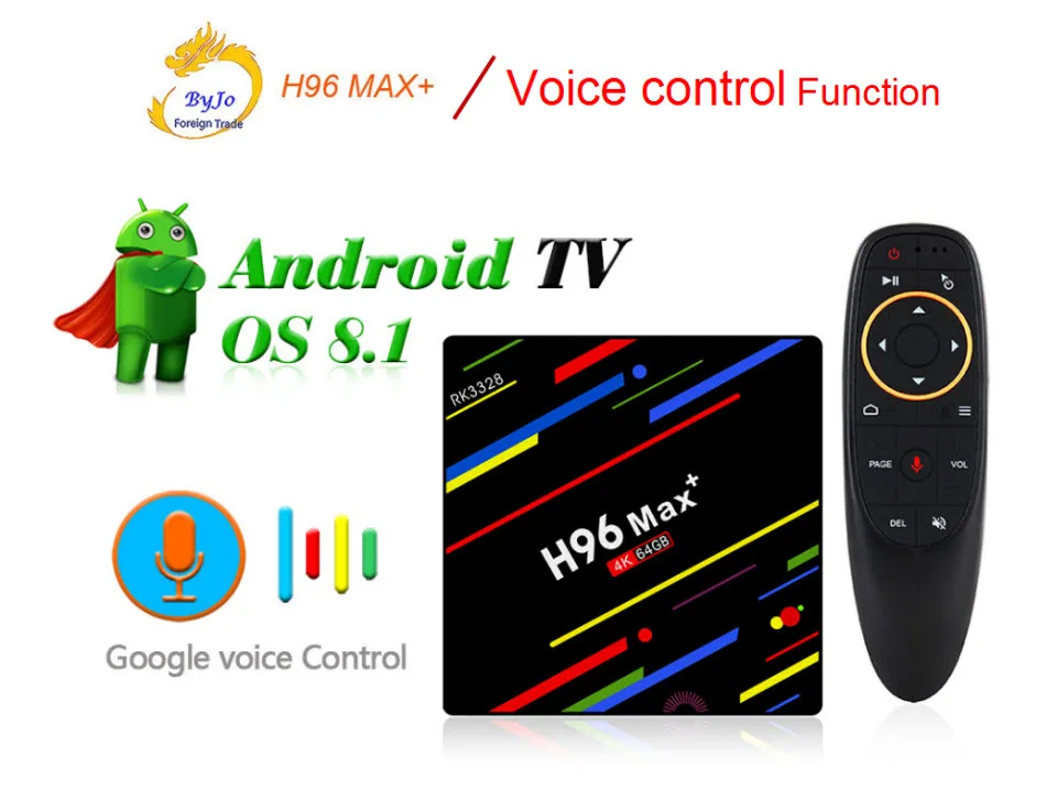 

H96 Max+ Android TV Box 4G 32G Or 64G Or voice control RK3328 4K box 2.4G 5G WiFi Android 9.0 box Set Top Box H96 MAX Plus