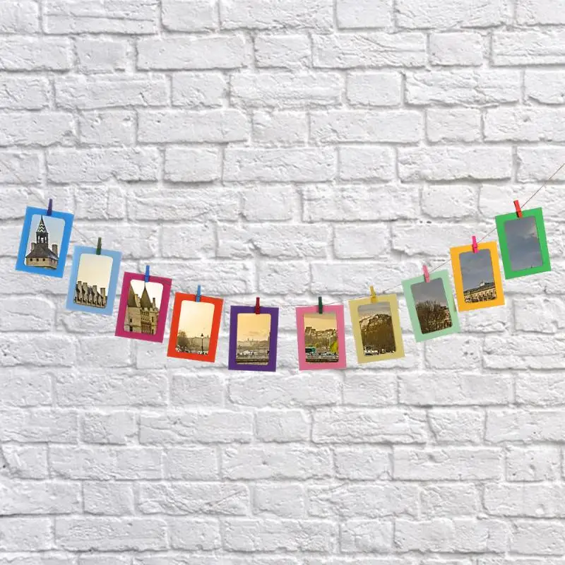 3/5/6/7 inch DIY Paper Photo Frame Pictures Wall Creative Retro Postmark Baby Wedding Photo Hanging Album Combination Decor