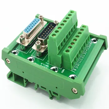 

D-SUB DB15 DIN Rail Mount Interface Module Male/Female Header Breakout Board, Terminal Block, Connector.
