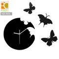 

The new modern design watch genuine butterfly fashion creative home decoration red black acrylic wall clock Quiet free shipping