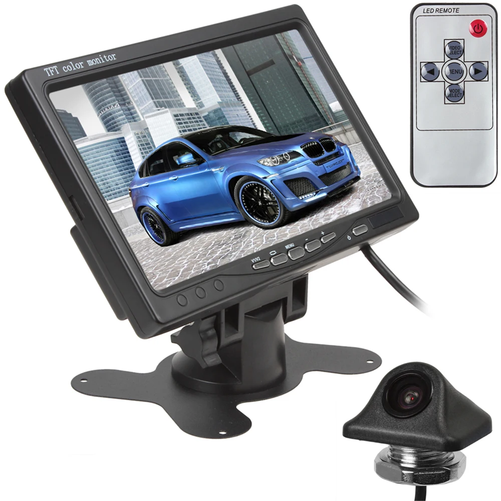 

7 Inch TFT LCD Color Screen Car Rear View Monitor with2 Video Input + E335 170 Degree Night Vision Car Rear View Camera