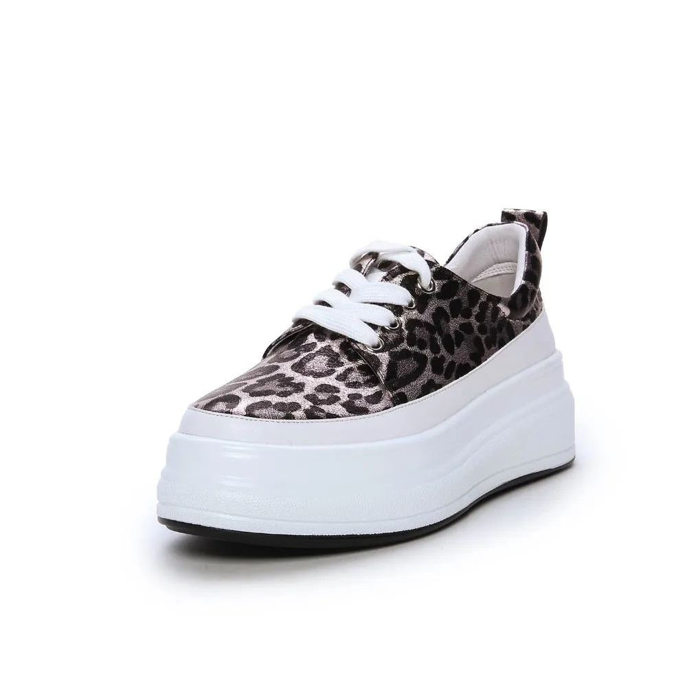 Vulcanisées Semelles De En Peau Printemps Leopard Chaussures Femmes Marque Décontractées Plat Mouton Croissante À Sneakers Léopard Lacets Luxe Compensées kiTwZOlPXu