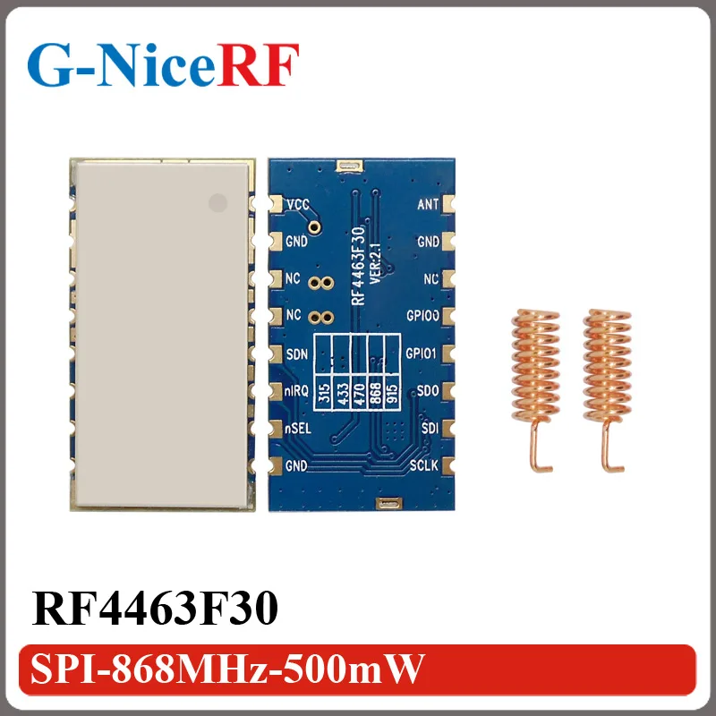 

2PCS/Lot RF4463F30 868MHz 1W 30dBm Si4463 Chip High Sensitivity -126 dBm Embedded FSK 868MHz Wireless Module