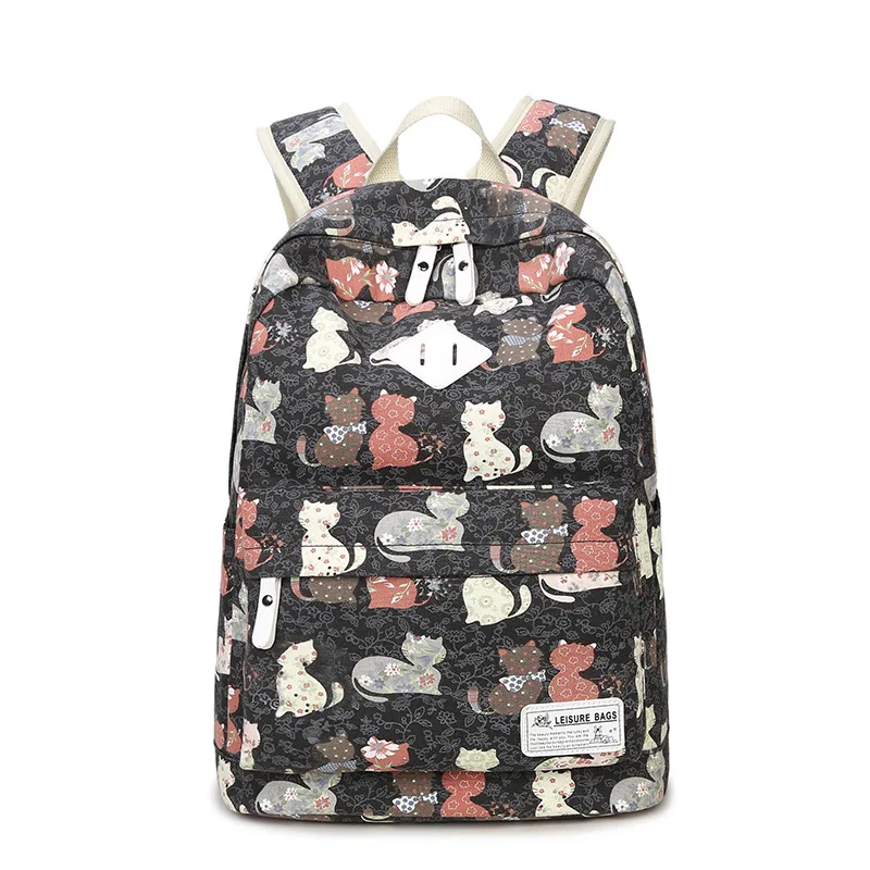 

Women Cat Canvas Backpack Female for Teenage Schoolbag Students Leisure School Bag Fashion Bookbag Laptop Travel Bags Mochila