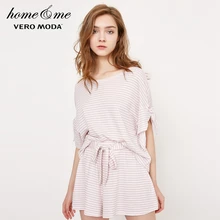 Vero Moda Новая Женская Полосатая Пижама с круглым вырезом и короткими рукавами Топ | 318201597