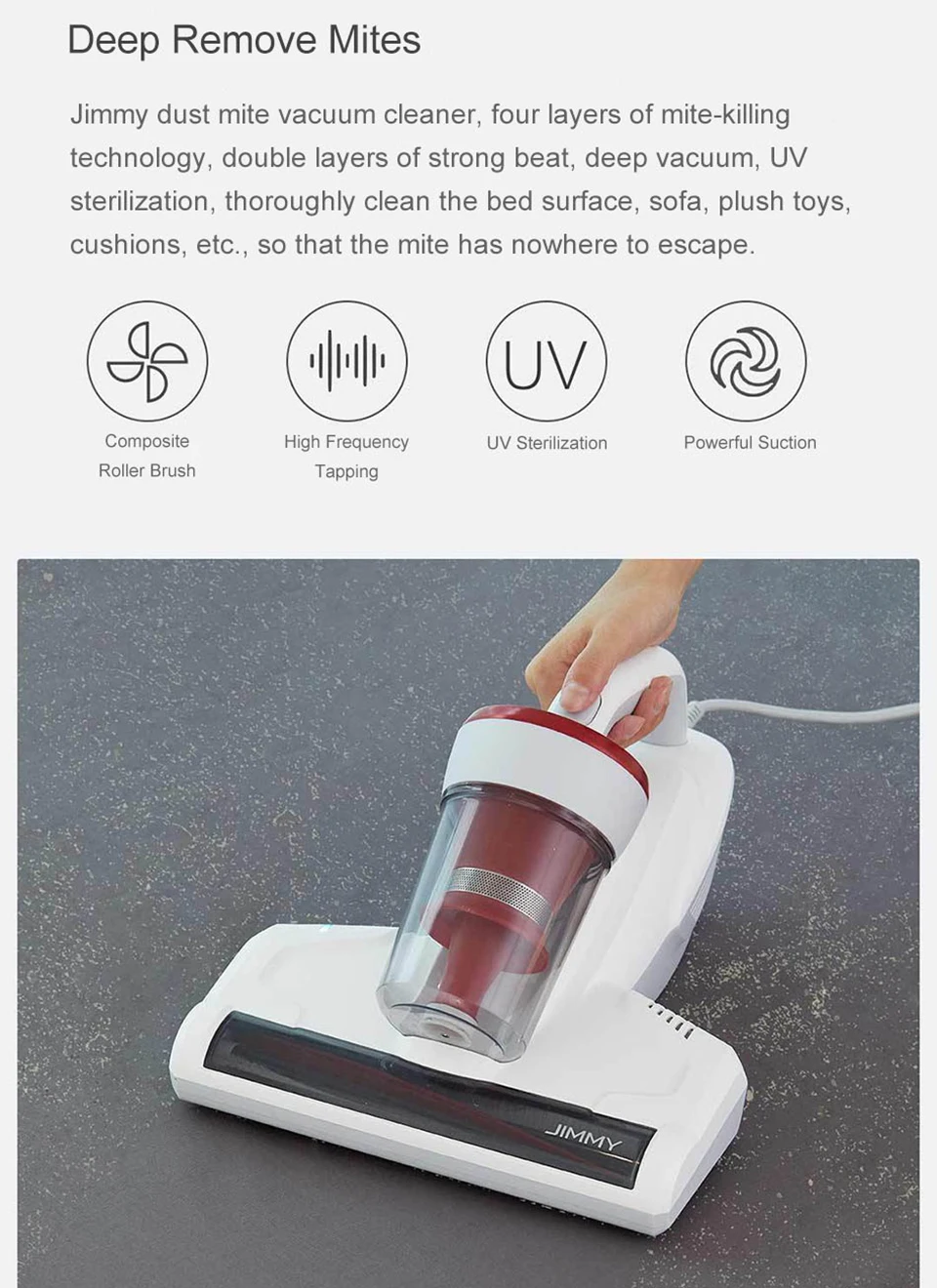 Xiaomi Mi Vacuum Cleaner JV11 Handheld Anti-mite Dust Remover Strong Suction Vacuum Cleaner Dust Cleaner from Xiaomi Youpin (3)