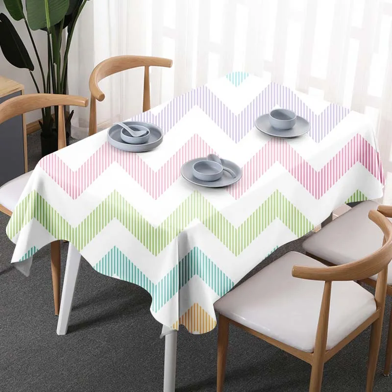 

Plaid stripe Flower Linen Tablecloth Thick Rectangular Wedding Dining Kitchen Table Cover Pastoral Table Cloth Home Decorative