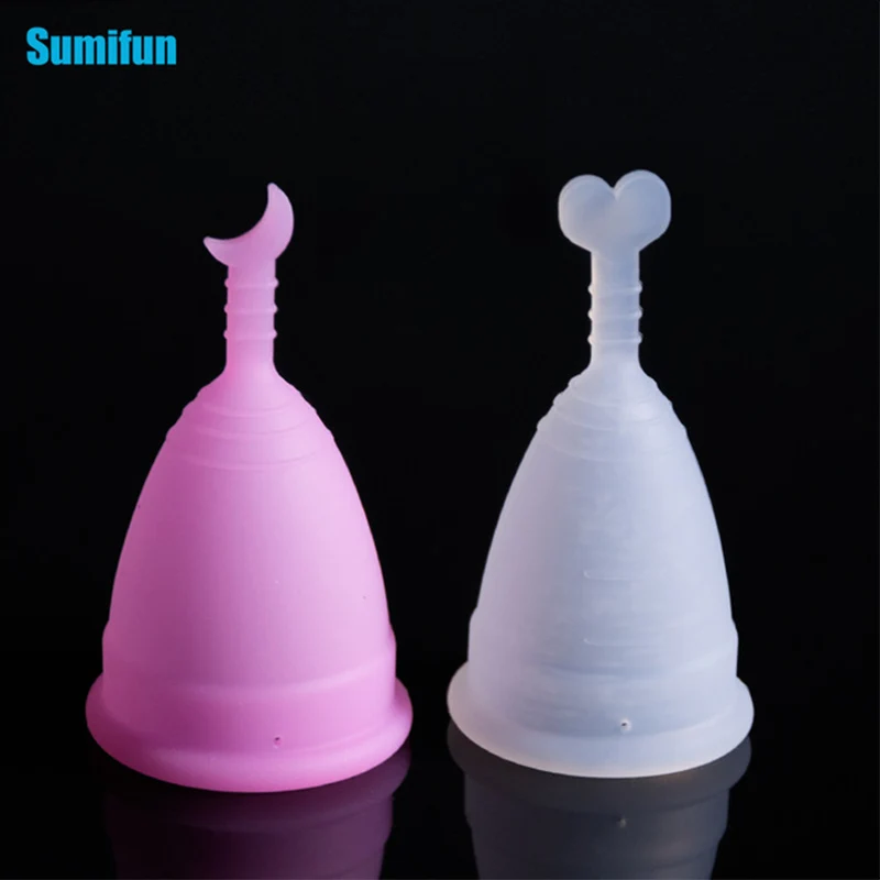 2Pcs/Set Sumifun Medical Silicone Menstrual Cup for Lady Tempon Period