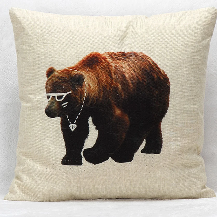 Lovely bear linen home office breathable pillow case fashion cushions