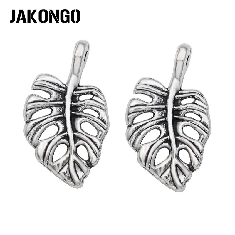 JAKONGO антикварные посеребренные Подвески в виде листьев для изготовления