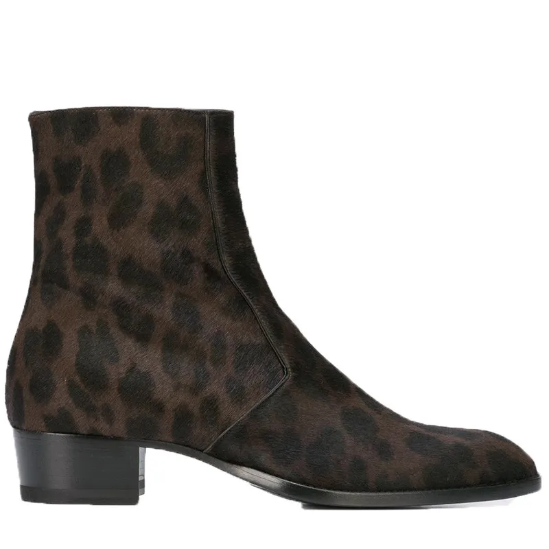 NEW Leopard Horse Fur wedge men handmade pointed toed Boot cowboy zipper high shoes
NEW Leopard Horse Fur wedge men handmade pointed toed Boot cowboy zipper high shoes