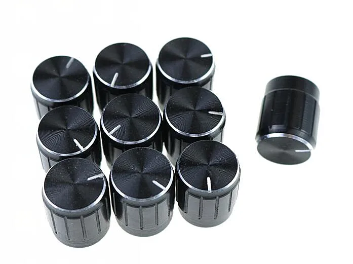 10Pcs Volume Control Rotary Knobs Black Aluminum Alloy Potentiometer