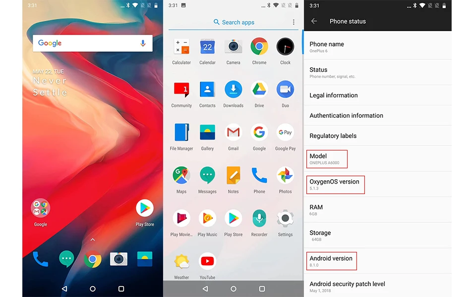 Оригинальный мобильный телефон Oneplus 6 8 Гб 128 ГБ Snadragon 845 OctaCore 20 + 16 МП Двойная камера