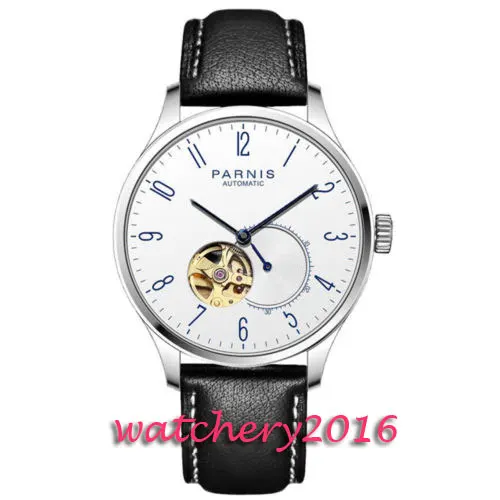 

42mm Parnis White Dial Blue Dial Leather strap Stainless steel Case Luxury Brand Miyota Automatic Movement men's Watch