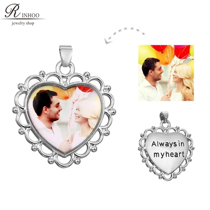 

Personalized Photo heart Necklaces & Pendants Custom Engraved your Pictures Silver Color Choker for Women commemorate necklace