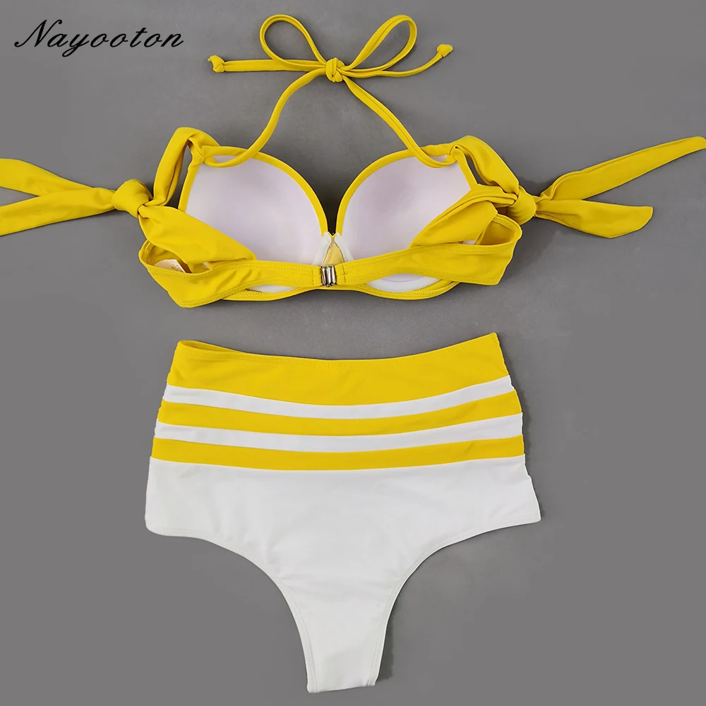 Bikinis 2019 Black white Patchwork swimwear high waist swimsuit women micro bikini push up solid biquini swimming suit for women