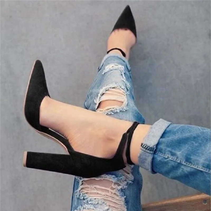 

Shoes women 2019 summer new solid color thick with high to help super high heel than 8cm ladies high heels