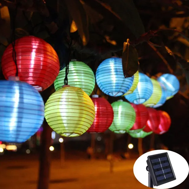 Lantern Ball Solar String Lights 30 LED Solar Lamp Outdoor Lighting ...