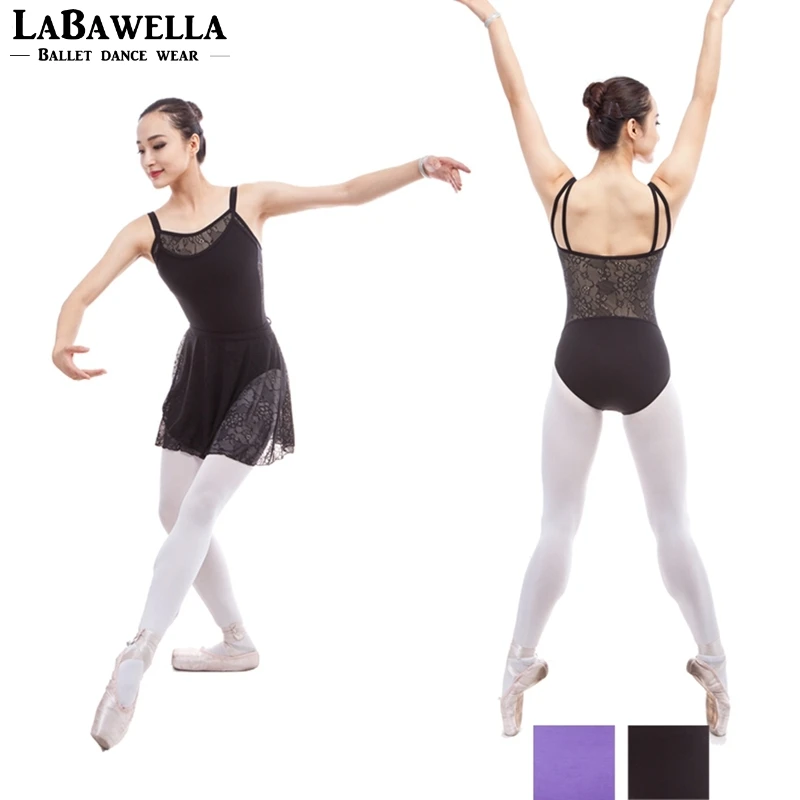 adult camisole double black ballet leotards costumes with lace women