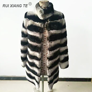 

FREE SHIPPING RuiXiangTe women natural real fur coat large collar winter warm outerwear fur coat geniune rex rabbit luxury coat