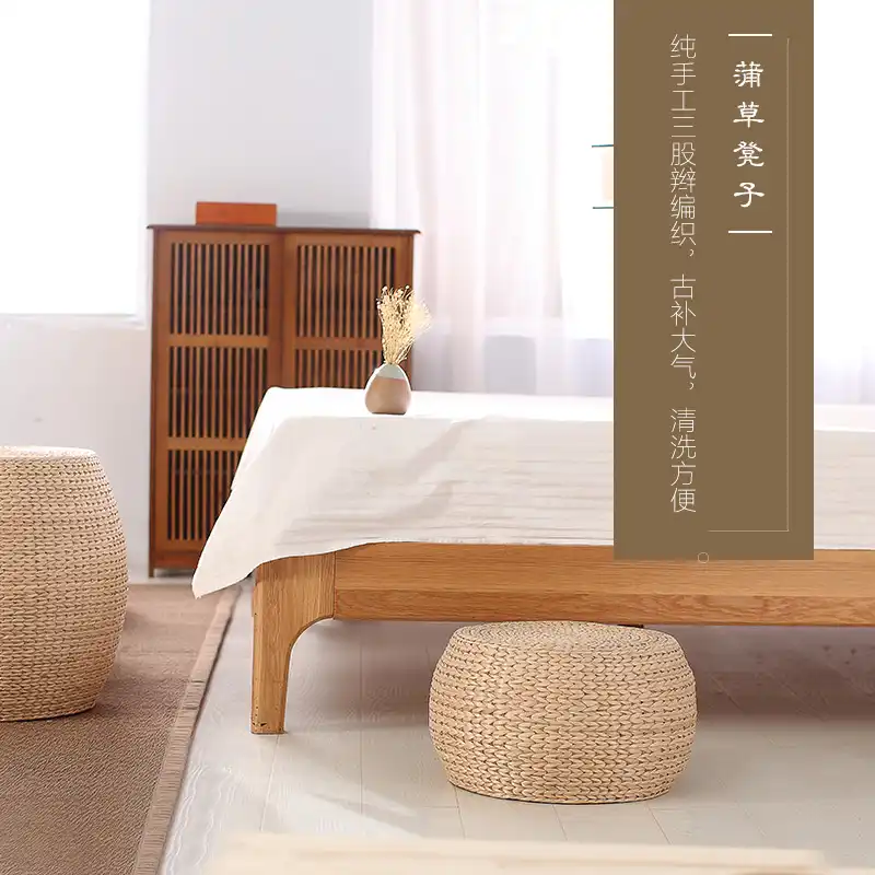 Simple Small Bench Straw Rattan The Round For Shoes Bench Cushion
