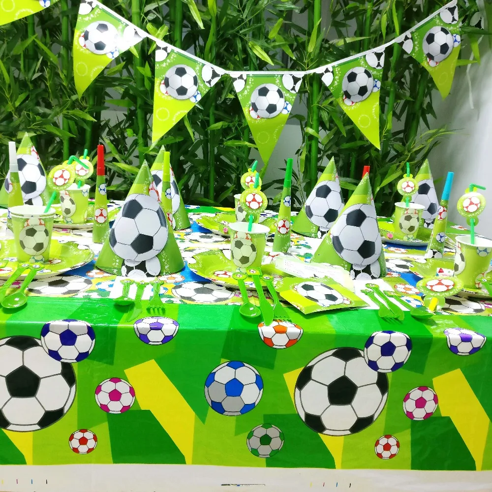 

84pcs/set Football Banner Happy Birthday Kids Baby Shower Paper Party Decoration Soccer Theme Supplies Cup Plate Forks Napkin