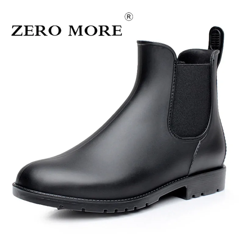 

ZERO MORE Mens Rubber Rain Boots Fashion Chelsea Boots Men Casual Slip On Waterproof Ankle Boots PVC Shoes Pointed Toe Rainboots