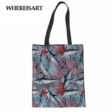 WHEREISART Foldable Shopping Bags Women Men Handbags Canvas Tote Bags Grocery Reusable Shopping Bag Kawaii Print Shoulder Bag WHEREISART Foldable Shopping Bags Women Men Handbags Canvas Tote Bags Grocery Reusable Shopping Bag Kawaii Print Shoulder Bag