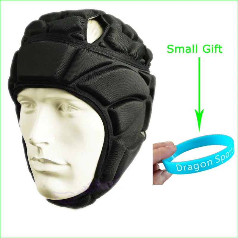 

Rugby Football Soccer Safety Helmet Elastic EVA Head Protector Black Adjustable Size